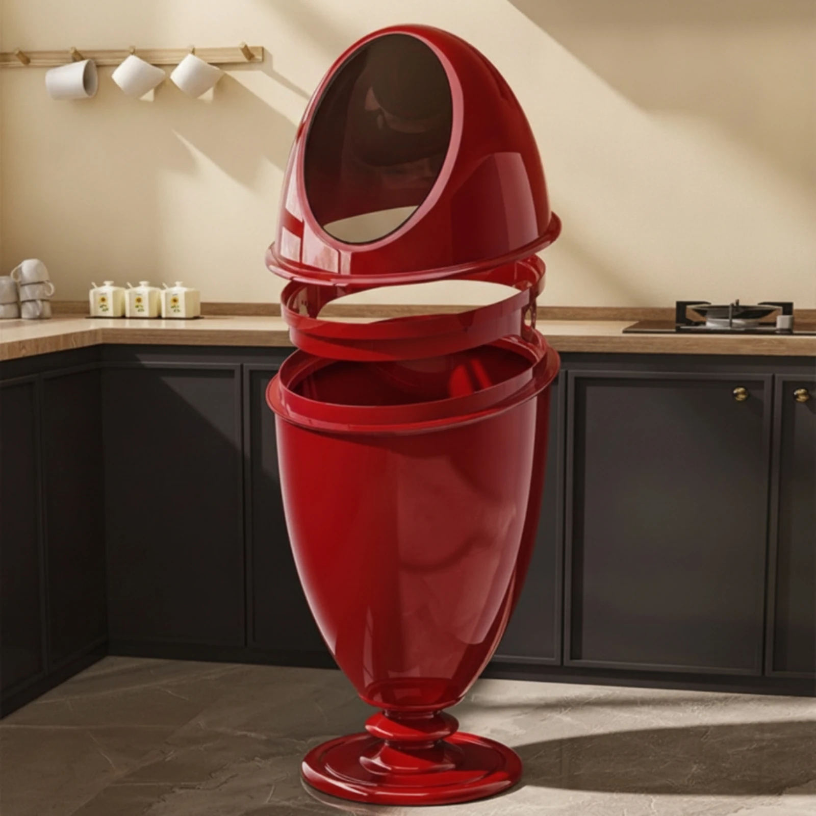 Trash Can with Wheels Plastic Trash Bin with Wheels Mobile Garbage Can Space-Saving Wheeled Wastebasket Compact for Kitchen
