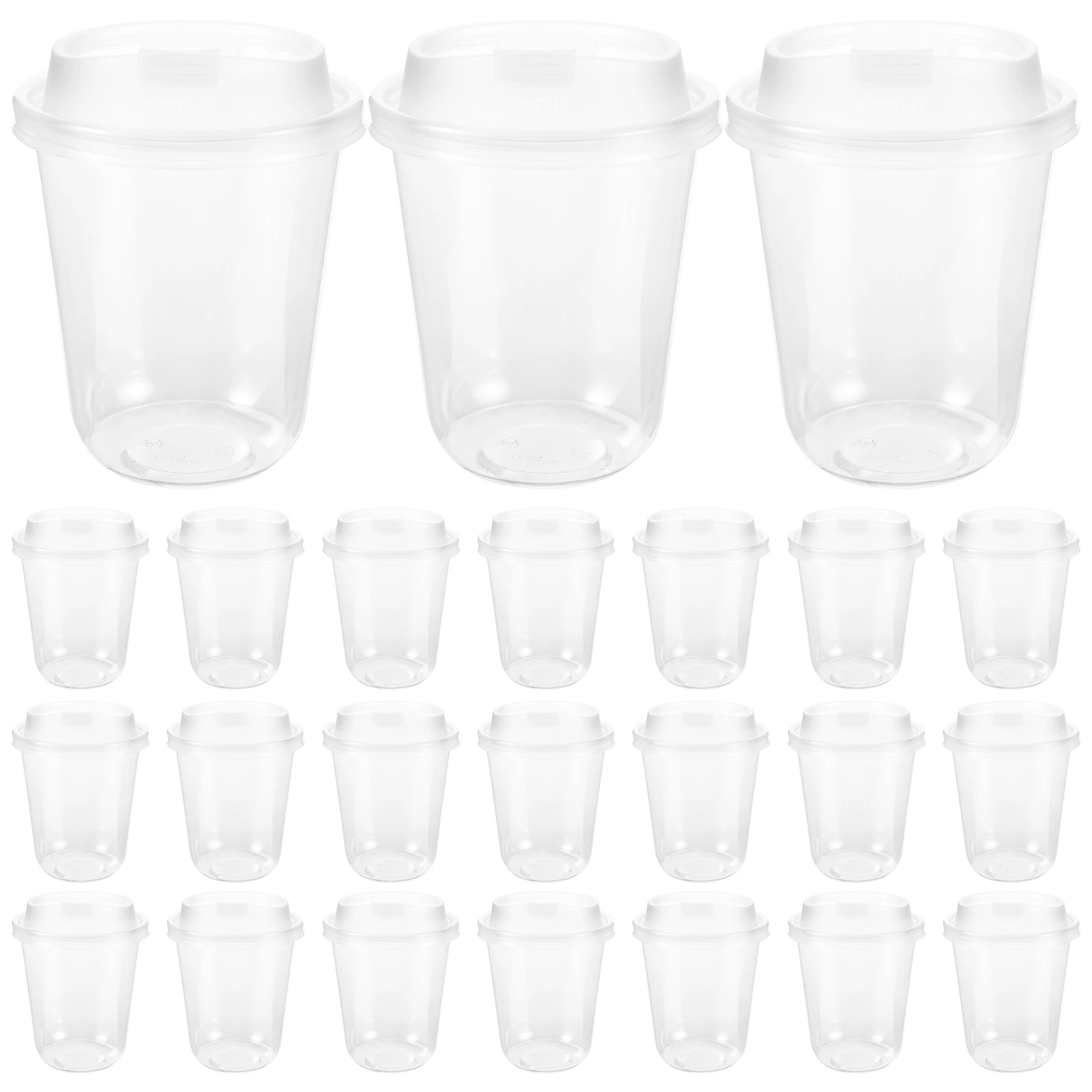 

50Pcs Clear Plastic Beverage Cups Sip Lids Iced Coffee Smoothie Juice 380ml Clear Coffee Cups with Lids Plastic Cup with Lid