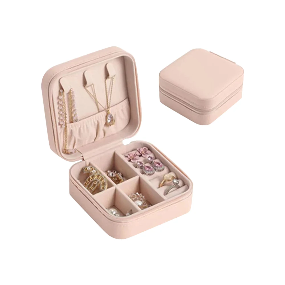 Home Mini Jewelry Storage Box Portable Travel Earrings Necklace Storage Case for Women Ring Organizer PU Leather Display Case