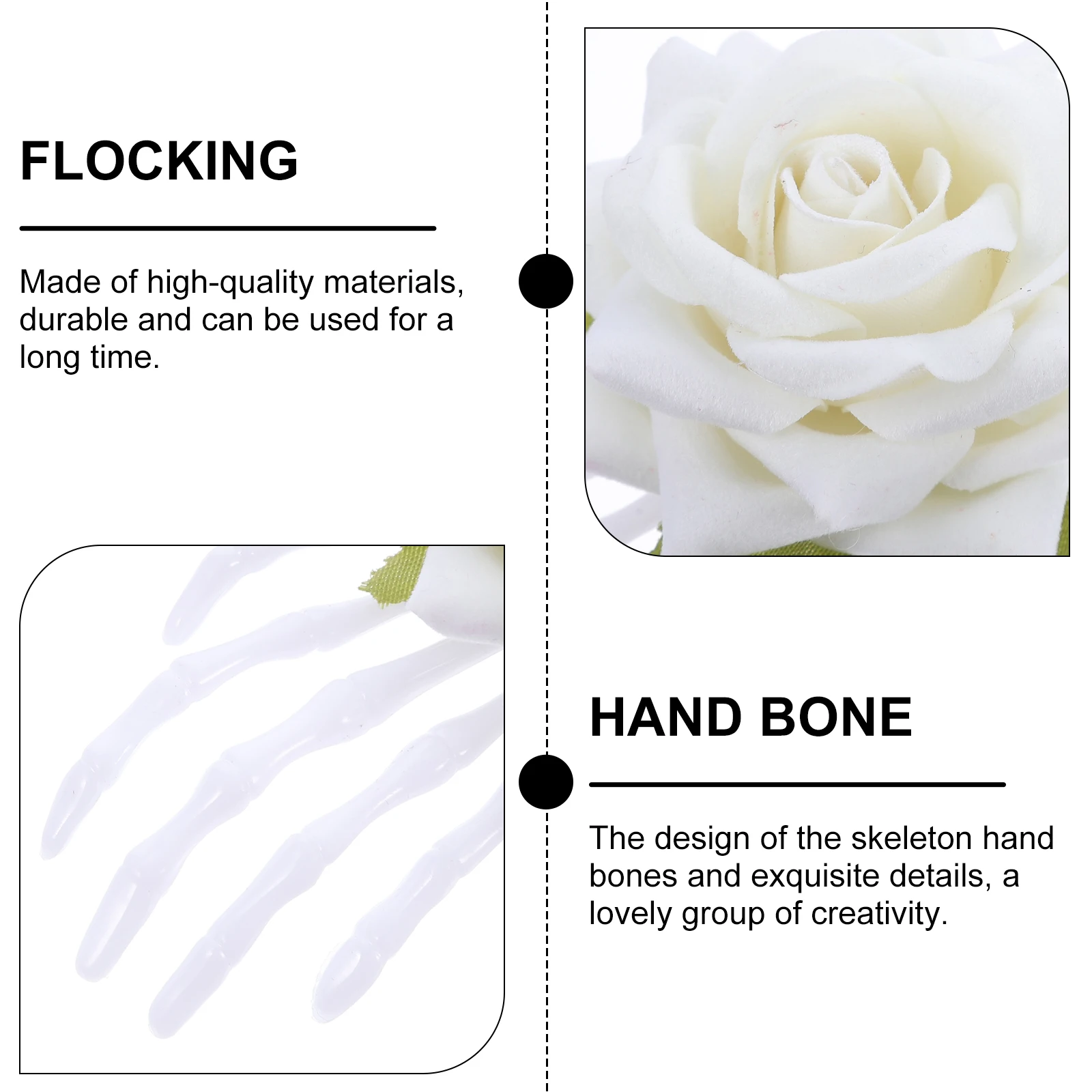 

2pcs Halloween Hand Bone Rose Hairpin Girls Party Hair Claw Clip Durable Creative Non Slip Design Hair Accessory For