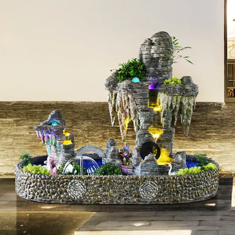 Large rockery flowing fountain ornament garden courtyard waterfall landscaping