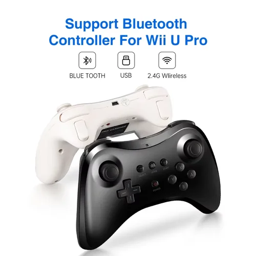 Para controlador Wii U Pro Compatible con Nintendo USB Classic Dual Bluetooth Control remoto inalámbrico para WiiU Pro U Gamepad
