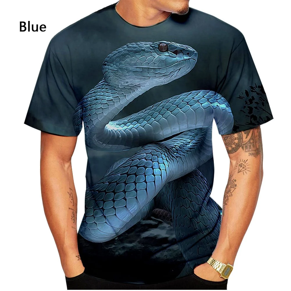 The Latest Men\'s and Women\'s Fashion 3D Printed Snake Personality Creative T-shirt Top