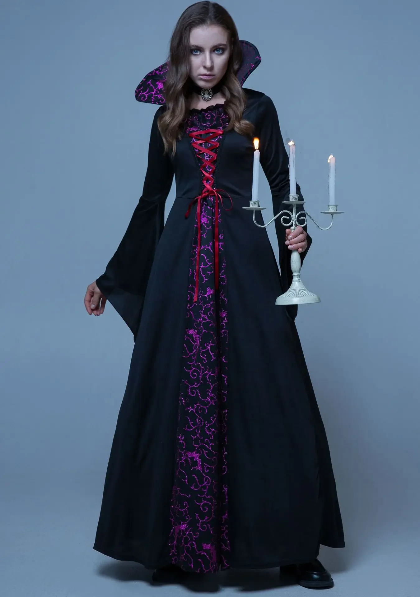 European Vampire Dress Cosplay Costume For Halloween Court Ball