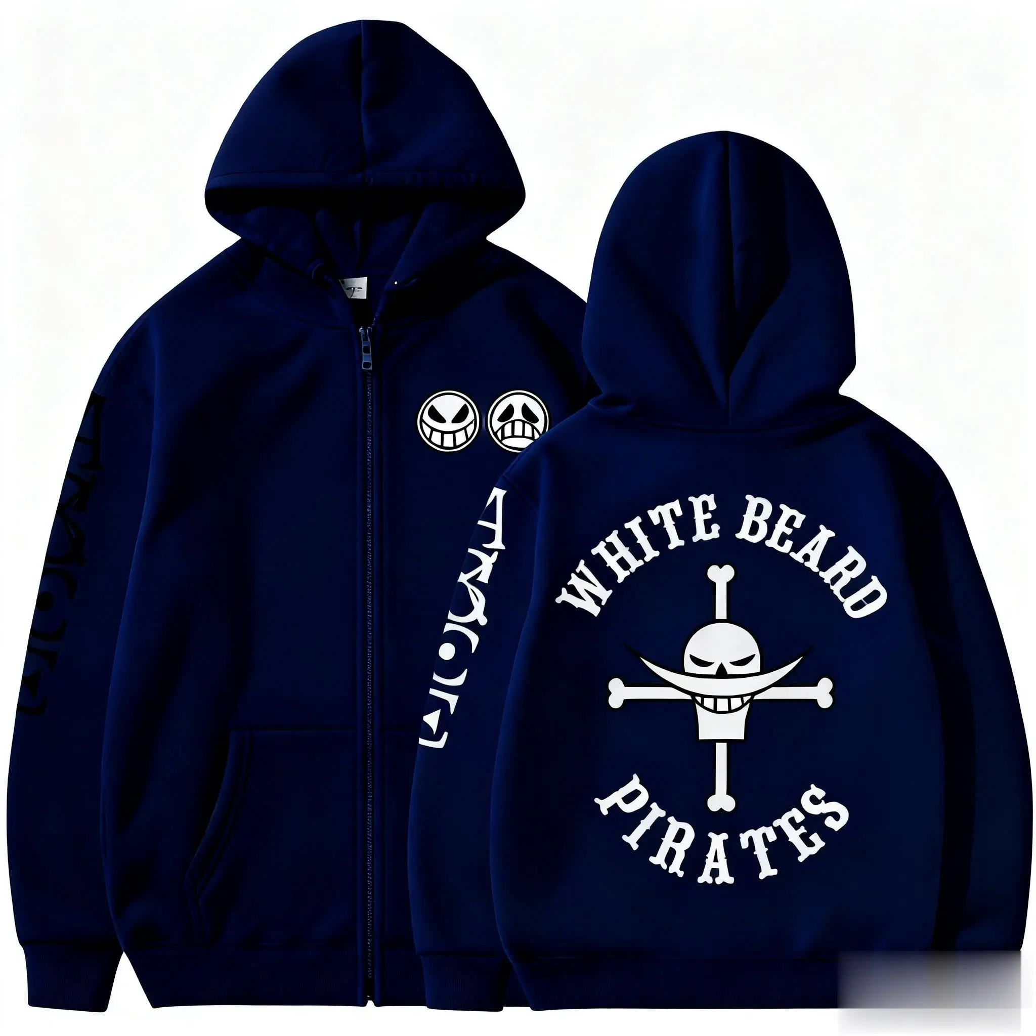 Felpa con cappuccio unisex in un unico pezzo con zip Giacca anime Stampa teschio Grafica Streetwear Pullover casual Uomo Donna Felpa Moda autunnale