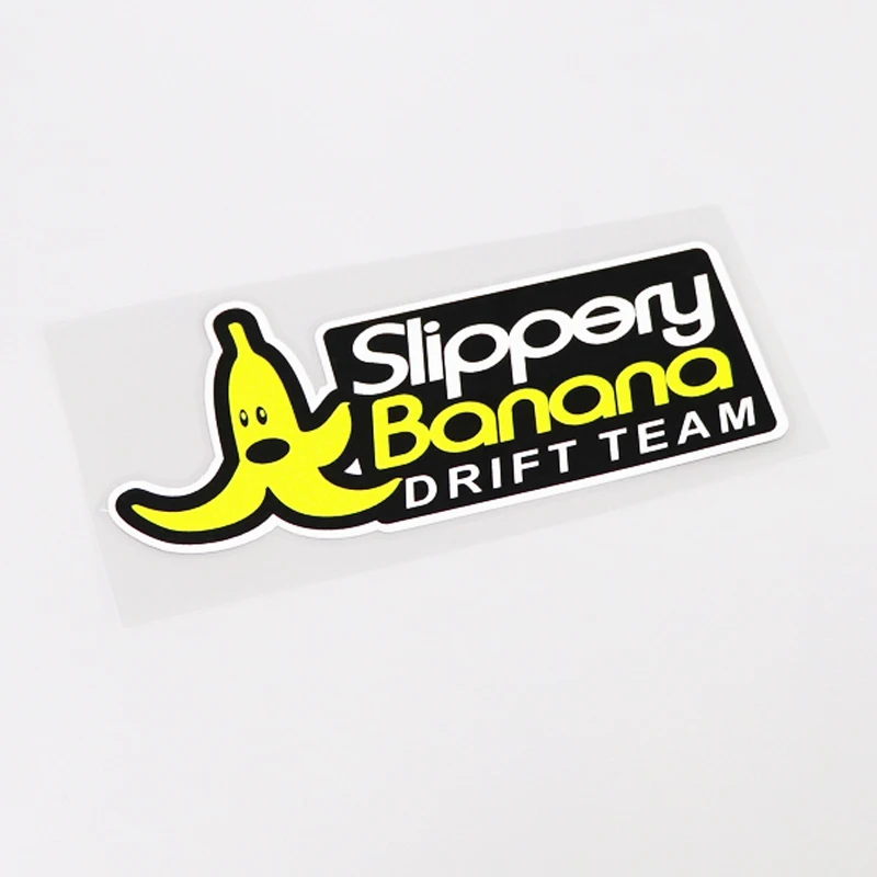 

Interesting SLIPPERY BANANA DRIFT TEAM PVC Decal Car Sticker Accessories 15CM*6CM