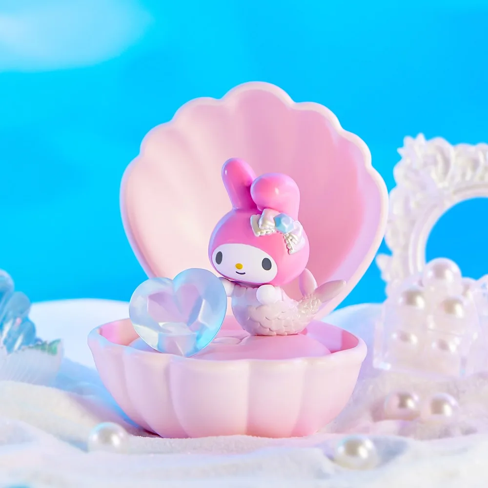 Sanrio Family Mermaid Shell Series Kuromi My Melody Pochacco PomPomPurin Hello Kitty Blind Box Small Night Light Toys Ornament