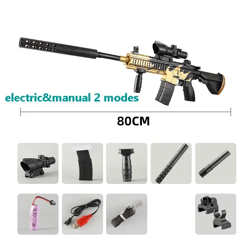 Pistolas eléctricas de hidrogel M416 para niños y adultos, 2 modos, Rifle de francotirador, tiro automático, pistolas de bolas de agua, armas de Paintball