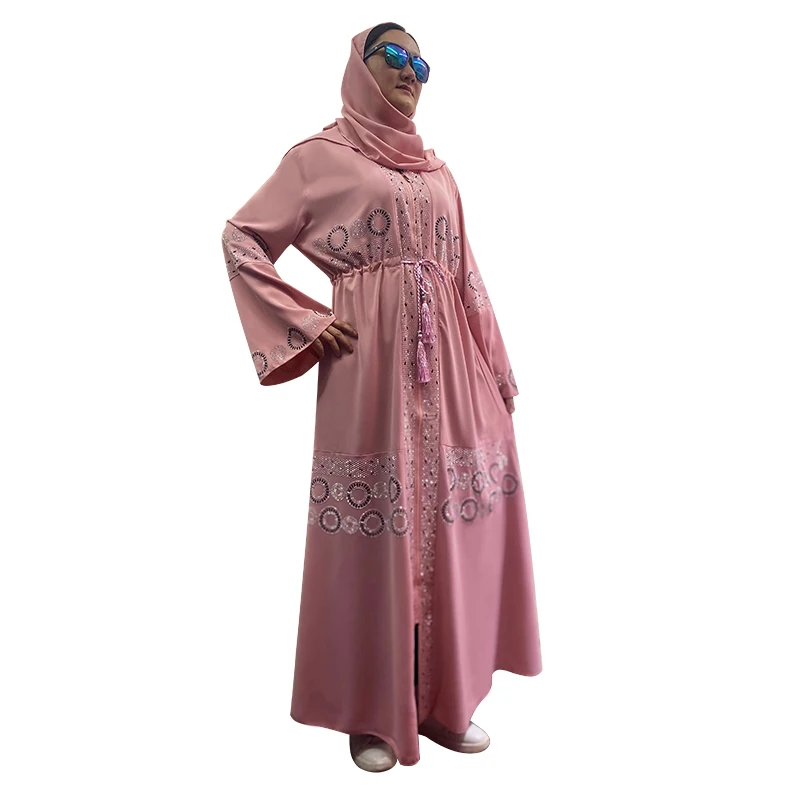 Ramadan Abaya Dubai luksusowe długie sukienki Eid Kaftan zamek błyskawiczny sznurek diament Femme muzułmańska kobieta afrykańska sukienka na wakacje Kebaya