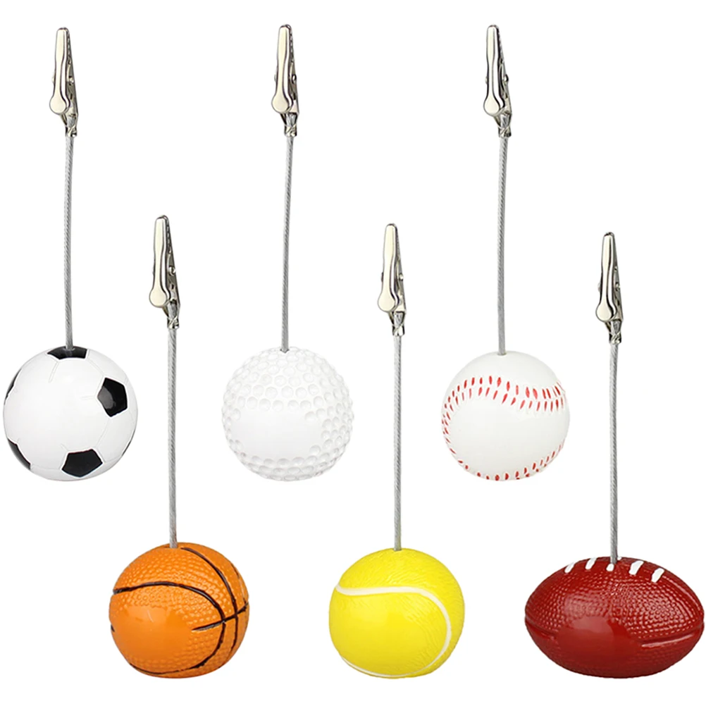 

6 Pcs Ball Photo Clip Tabletop Card Memo Holder s Picture Office Resin Metal Practical Long Lasting Use Wide Base