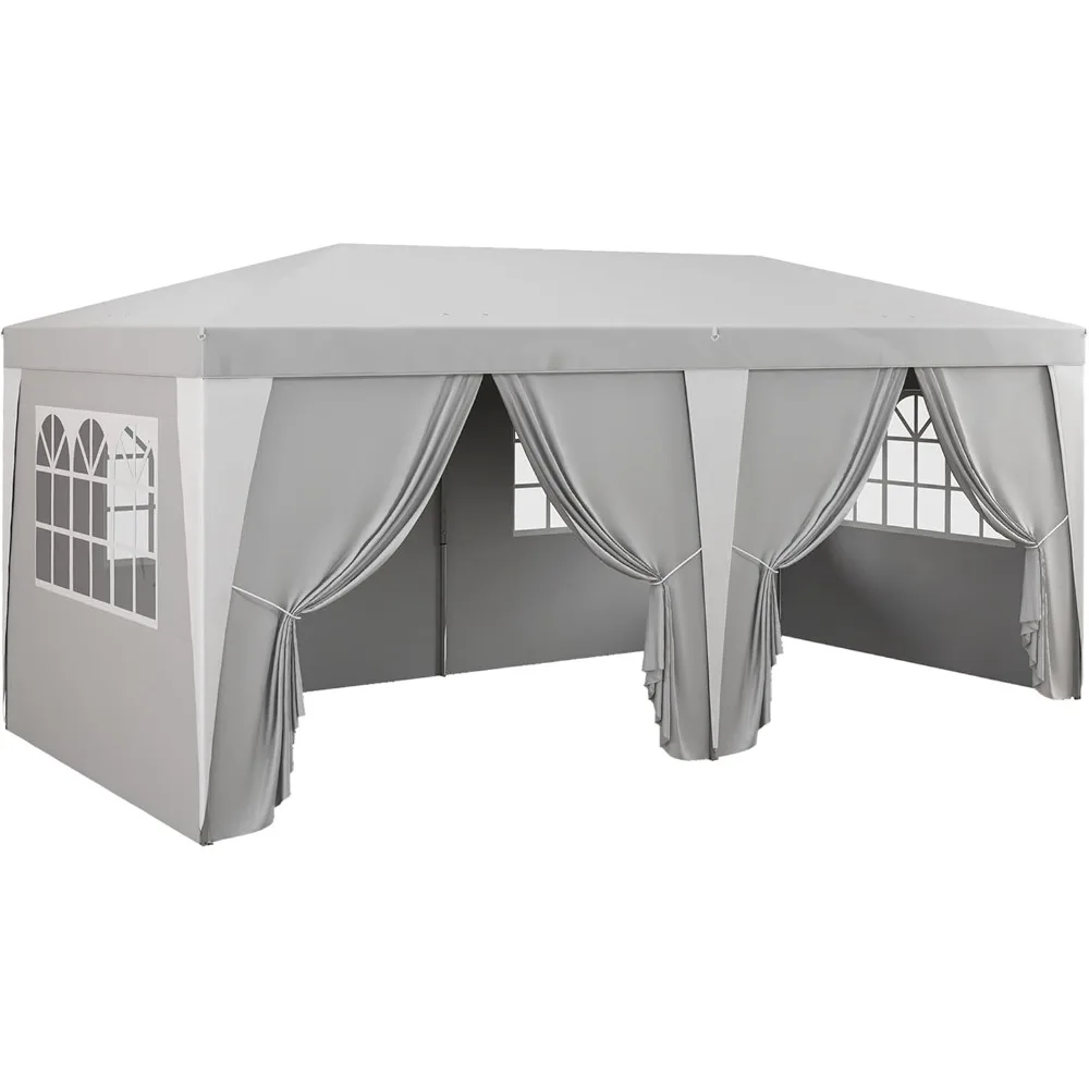 

19 x 10' Pop Up Canopy Tent with 6 Removable Sidewalls, 4 Windows, Large Ez Up Canopy with Adjustable Height, Instant S