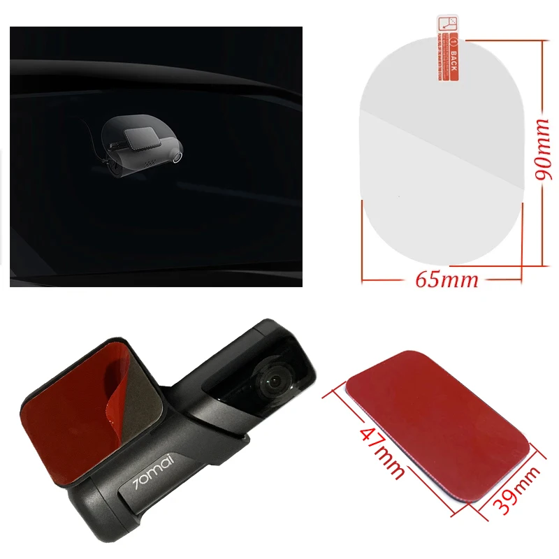 For 70mai Dash Cam M500 Dash Cam Smart Film and Static Stickers for 70mai M500 Car DVR VHB Sticker holder 3pcs