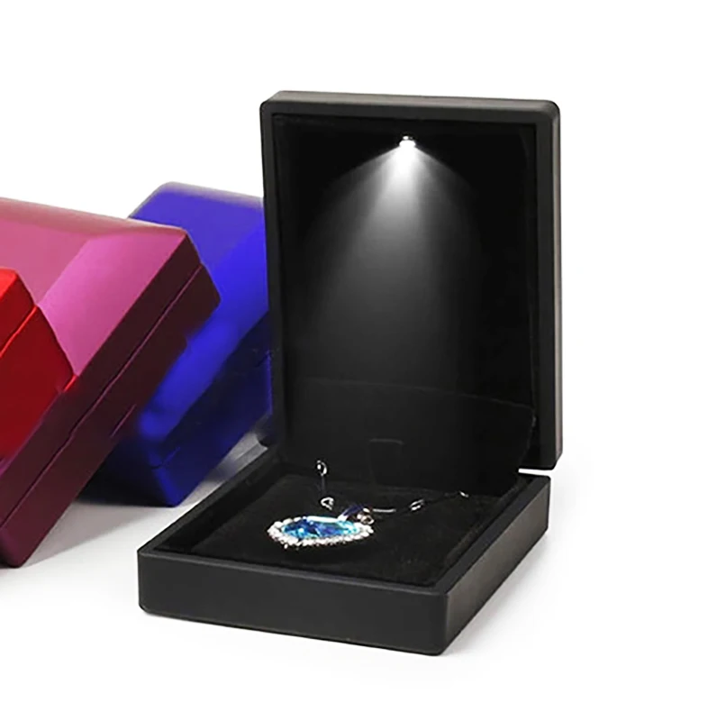 

Шкатулка для украшений с подсветкой, подарочная упаковка для серег, ожерелий, обручальных колец, демонстрационный футляр, светодиодные коробки-витрины, упаковочные коробки для демонстрации