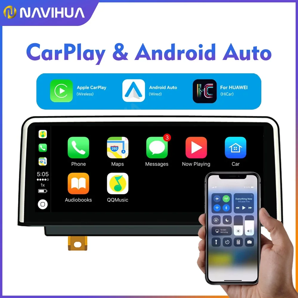 Navihua Linux Radio mobil layar sentuh, Radio mobil dengan navigasi GPS Carplay dan Android Auto untuk BMW 1 Series E87 F20 F52