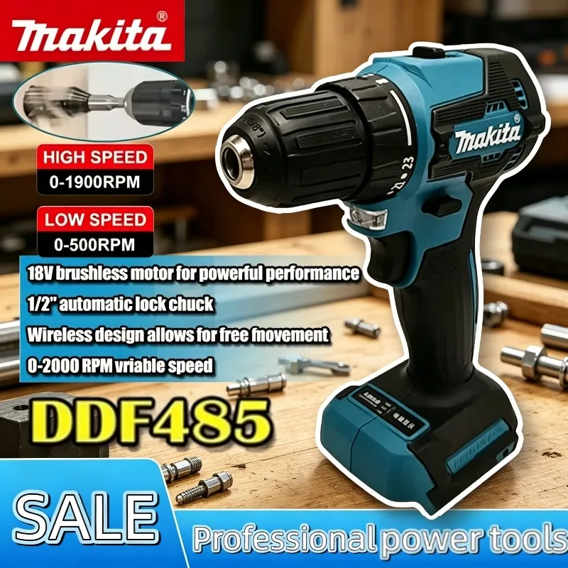

Аккумуляторная ударная бесщеточная дрель-шуруповерт Makita DDF485 10 мм LXT, компактная, многофункциональная