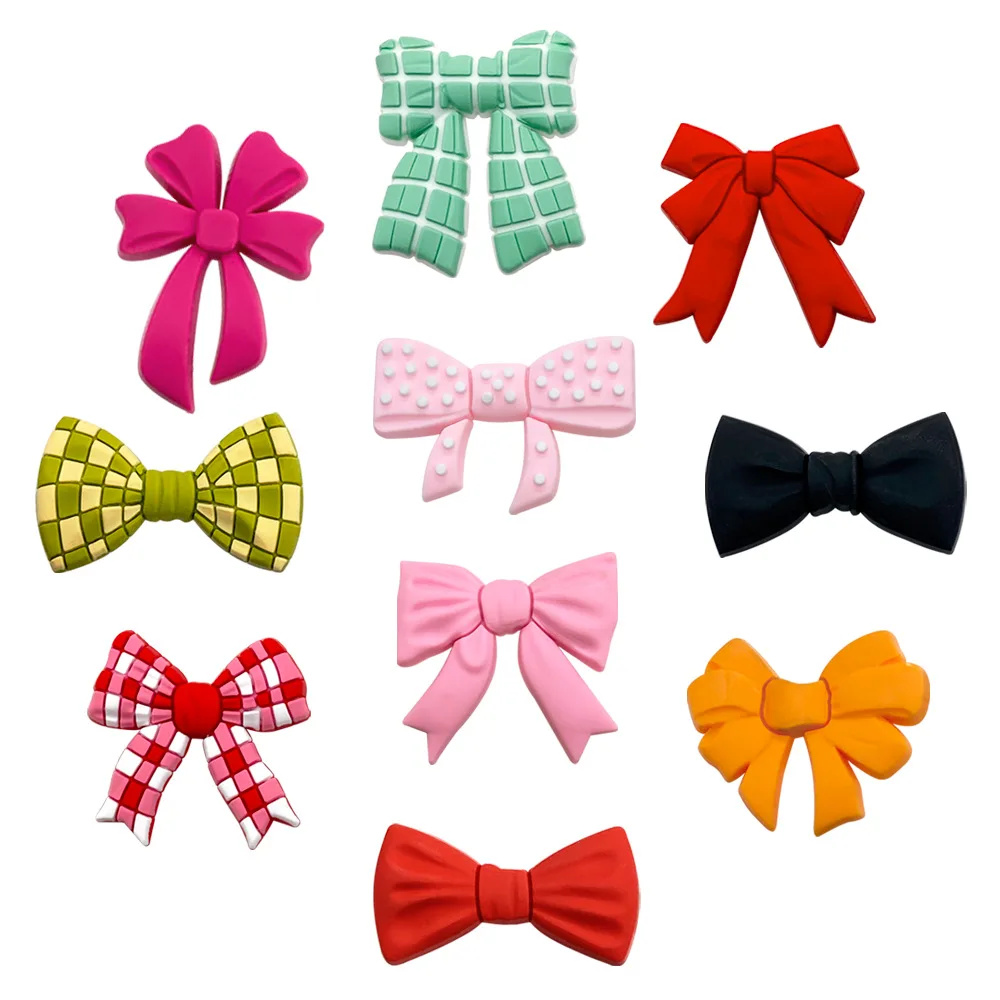 1/10pcs Cute Multicolor Bowknot PVC Shoe Charms For Slides Sandals DIY Clog Decor Accessories Girls Teen Fashion Party Gifts