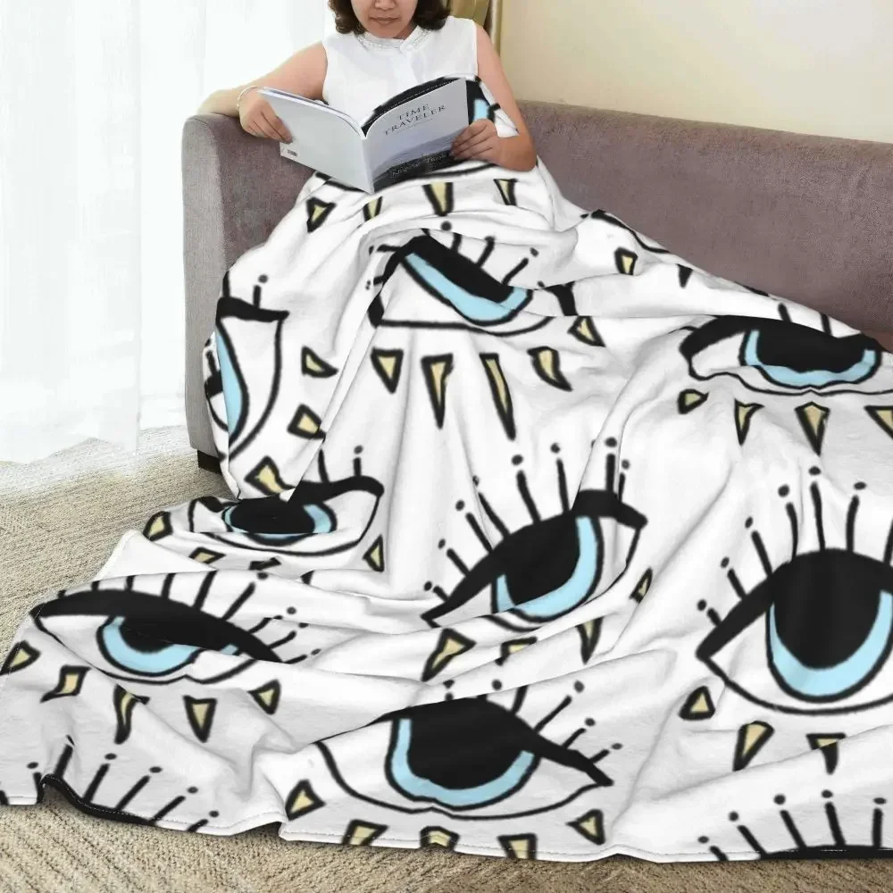 

Blue Eyes Super Soft Blanket Eyelash Magcial Camping Throw Blanket Winter Novelty Custom Flannel Bedspread Sofa Bed Cover