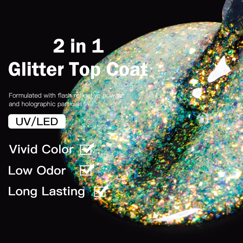 يجتمع عبر 7 مللي بريق معطف فوقي الديباج مسحوق هلام مسمار البولندية 2 في 1 الحرباء وظيفة UV LED مسمار الفن الورنيش نقع قبالة الأظافر #5