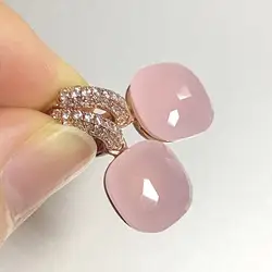 12.6mm Flat Earrings Inlay Zircon Candy Color Crystal Earrings For Women Drop Earrings Fashion Jewelry Gift