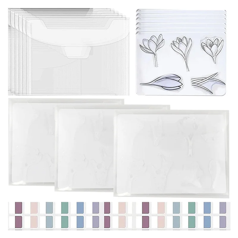 

Classy-20 Pieces Clear Stamp Storage Panels, Clear Stamp Storage Set For Die Cutting And Decorating