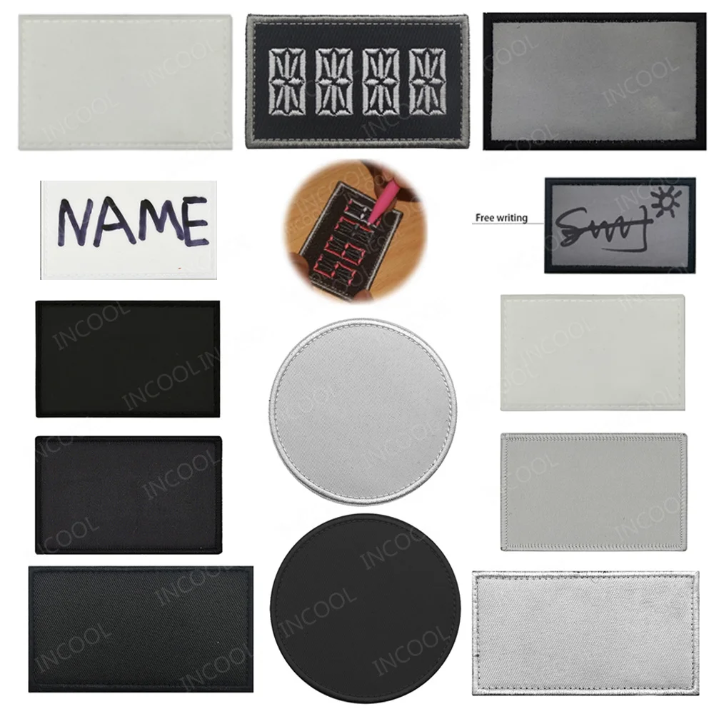 Fabric Embroidery Patches PVC Rubber Free Writing DIY Custom Name Number Letters Words Blank Clothe Patch White Appliques Badges