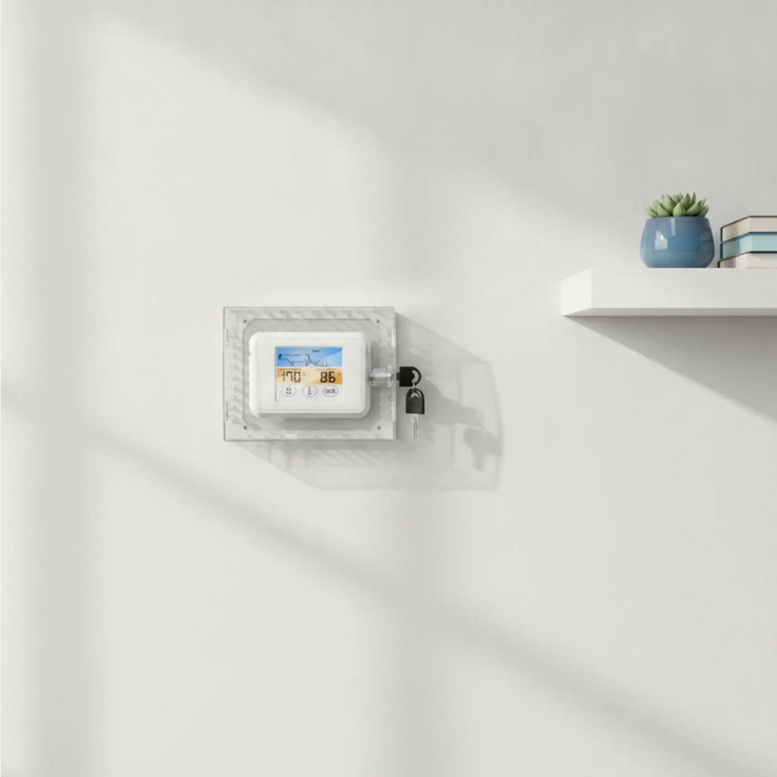 Thermostat Lock Box Transparent Thermostat Cover with Key for Offices, Landlords