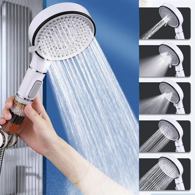 

5-скоростной фильтр для регулировки воды, насадка для душа, фильтрационный спрей, высокое давление, отрицательные ионы, смягчающая жесткая вода, насадка для душа 12 см