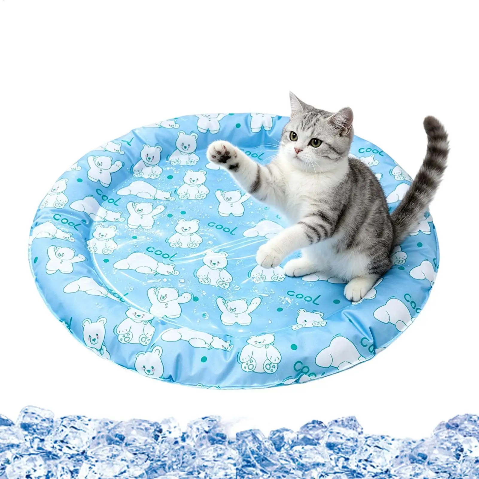 Dog Cooling Mat Indoor Non-Slip Portable Long-Lasting Breathable Bear Pattern Dog Cooling Mat Outdoor For Hot Weather Summer