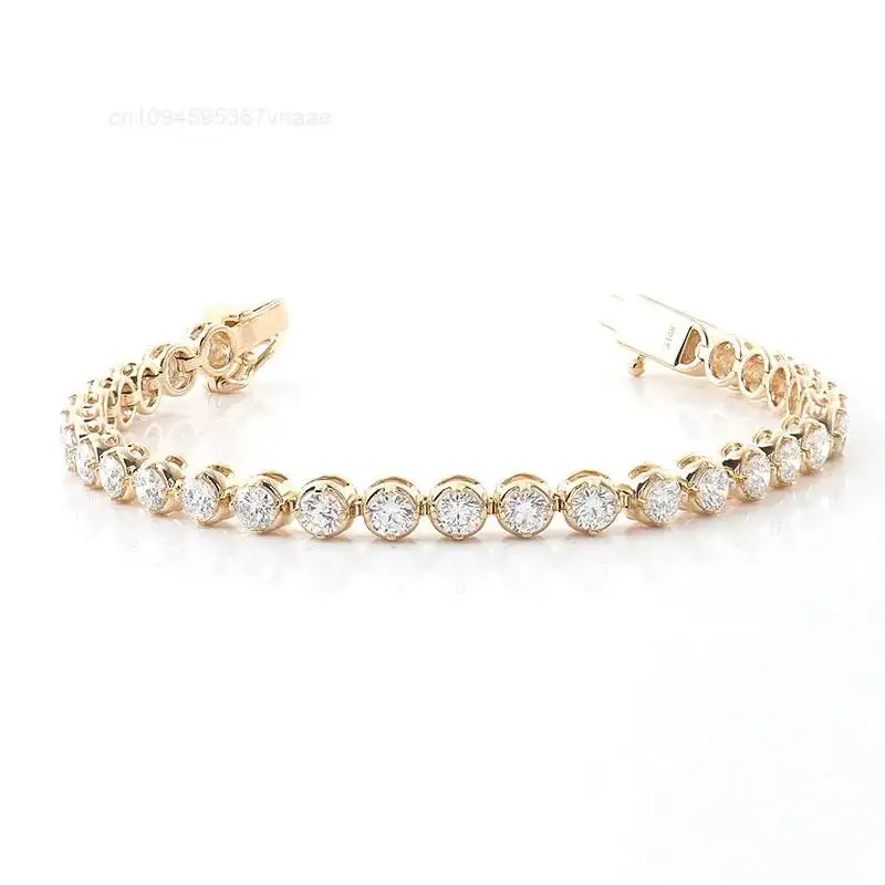 

Fashion Iced Out 10k Yellow Gold 3mm DEF VS CVD HPHT Lab Grown Diamond Tennis Bracelet for Men Woman Bracelet