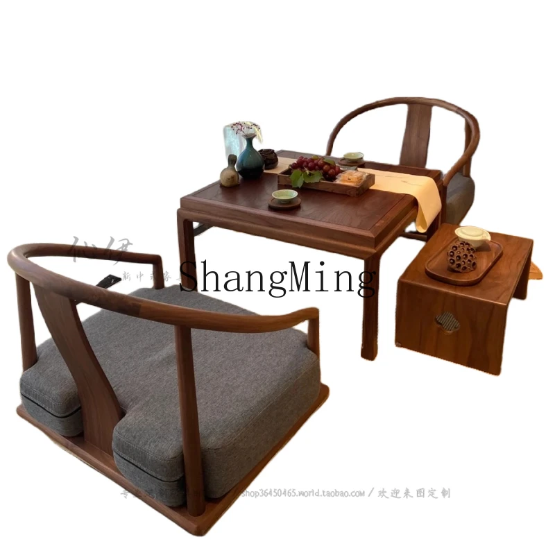 

ZYY solid wood sun room bay window balcony arrangement Chinese low tea table and chair combination household