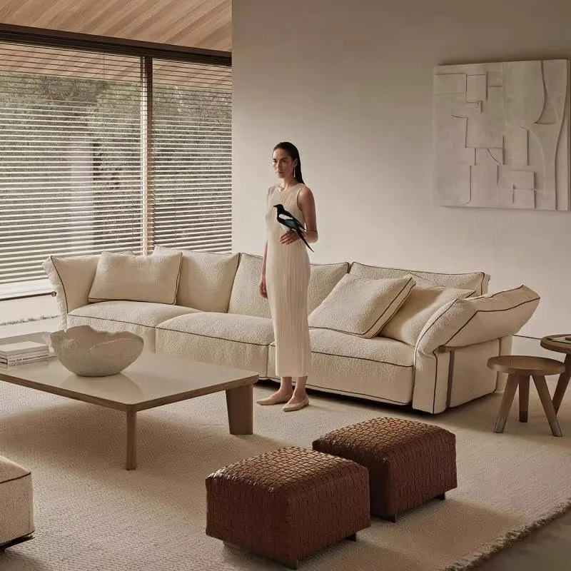 

Oversized Wood Living Room Sofas White Tall Feet House Lounge Living Room Sofas Lazy Luxury Soft Divano Moderno Furniture Home