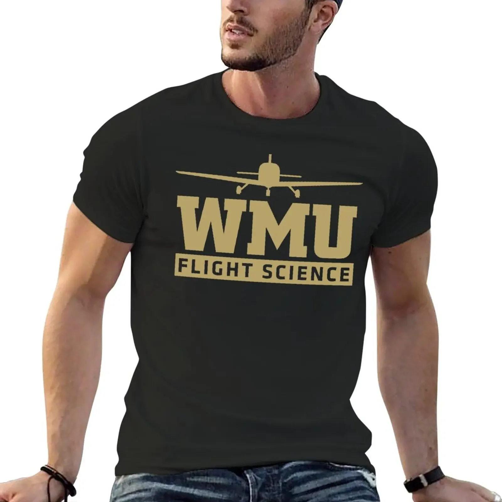 

WMU Flight Science Gold T-Shirt summer clothes funnys blacks oversized big and tall t shirts for men