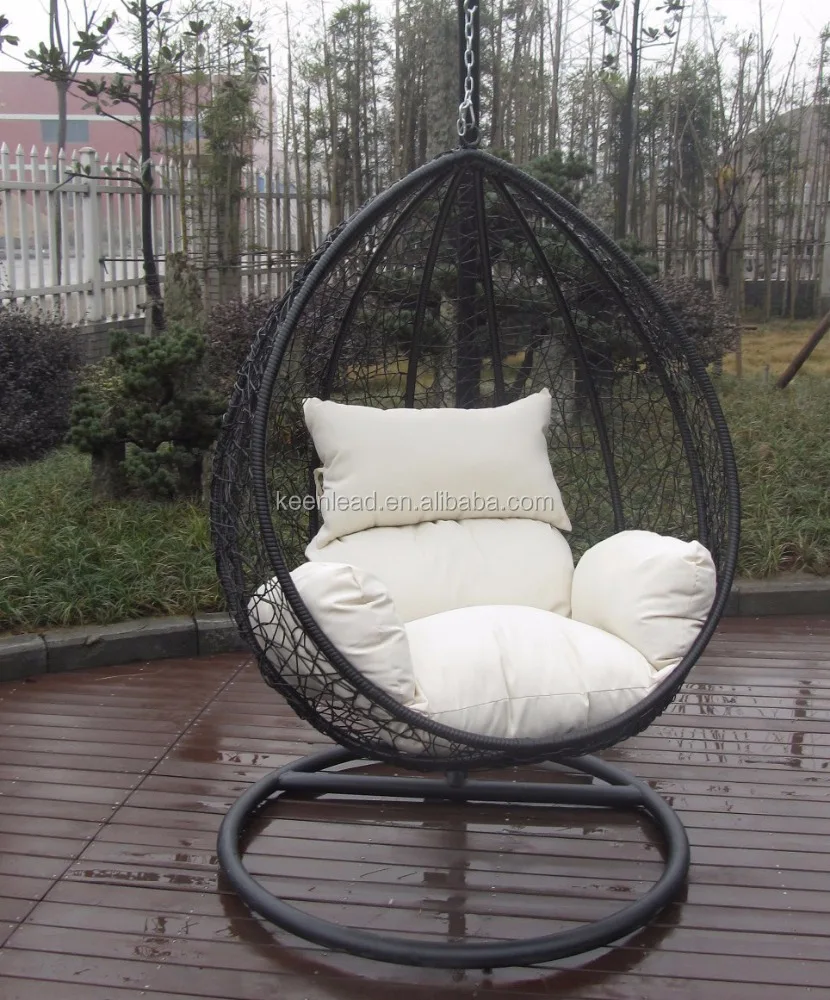 Hamaca colgante de mimbre con forma de huevo y columpio de resina