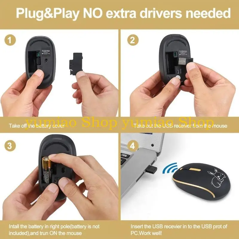587B Ergonomic Mouse with 3 Buttons for PC Computer Laptop Mice USB Adapter
