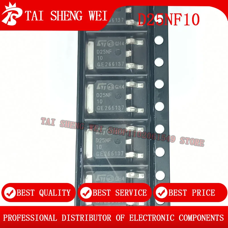 10pcs STD25NF10L TO252 D25NF D25NF10 STD25NF10LT4 STD25NF10LA STD25NF10T4 STD25NF10 TO-252 25A 100V MOSFET  New Original