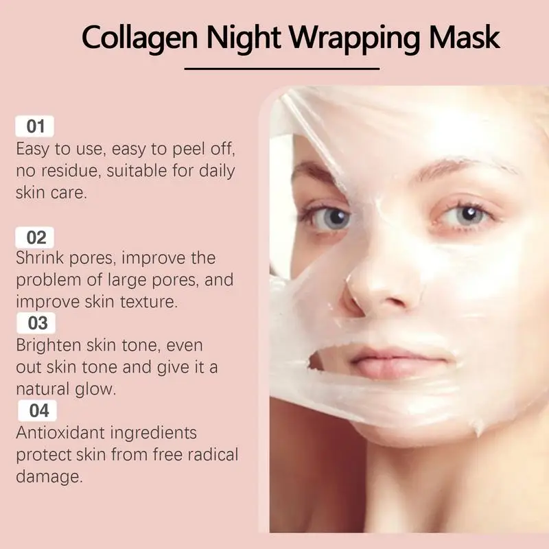 75g Collagen peeling mask Night Wrapping Facial Mud mask Daily  Face Skincare Deep Cleaning Skin-Peeling Off Covers