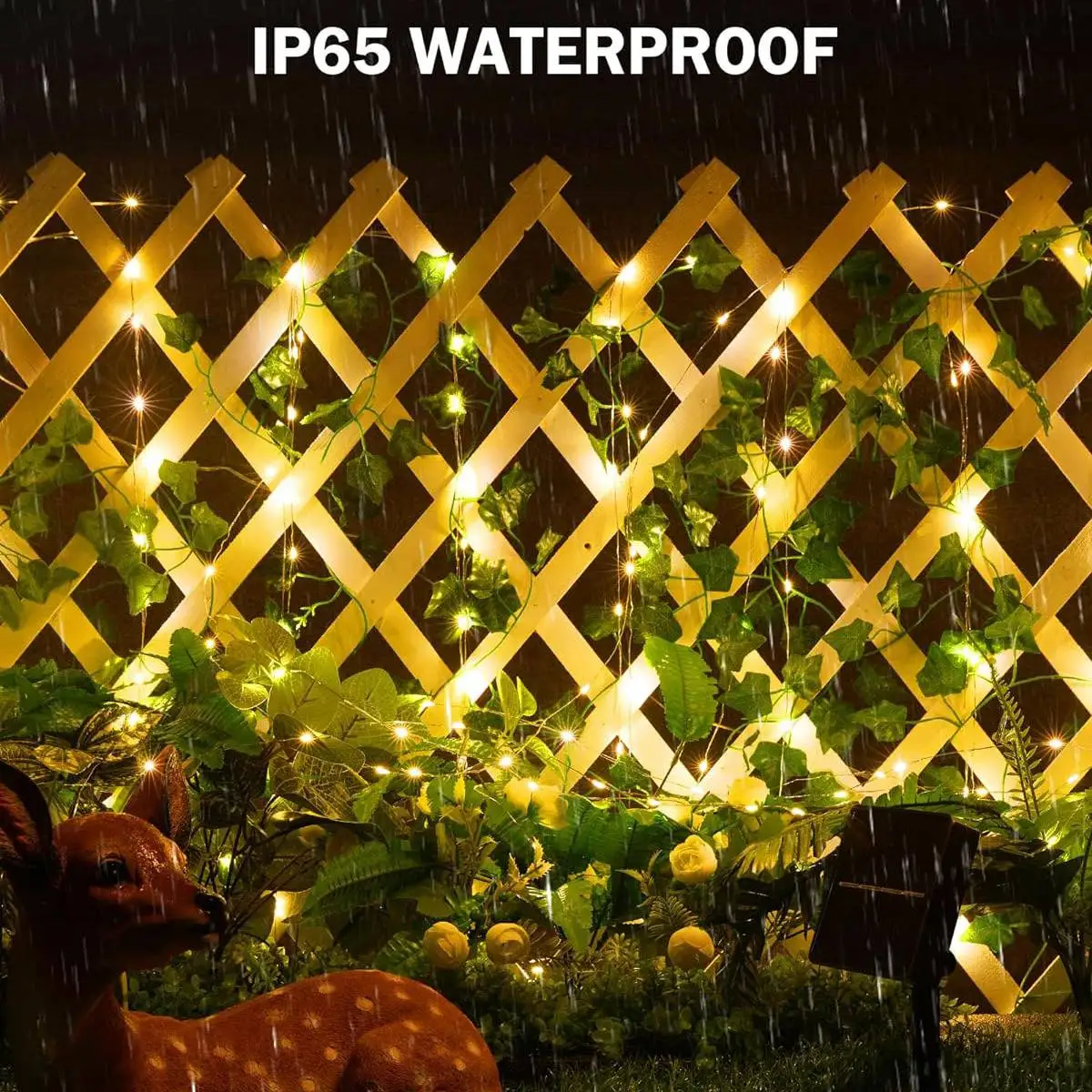 LED Solar Ivy Leaf Ambient String Lights Waterproof LED Fairy Lights Warm White for Garden Fence Patio Wall Party Wedding Decor