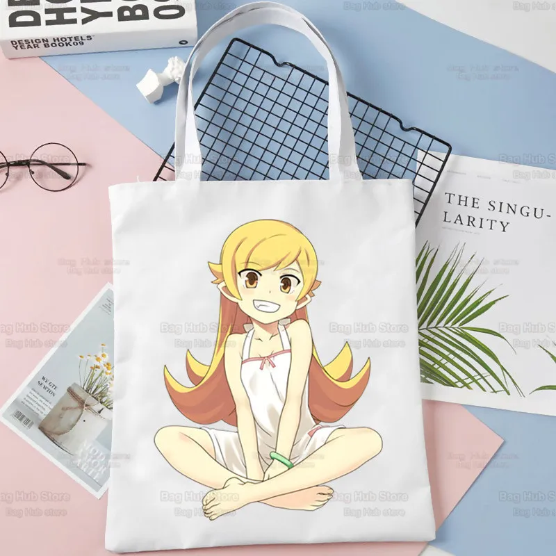 Bakemonogatari Shopping Bag Handbag Senjougahara Oshino Shinobu Shoulder Bag Ladies Shopper Canvas Bag Large School Tote Bag