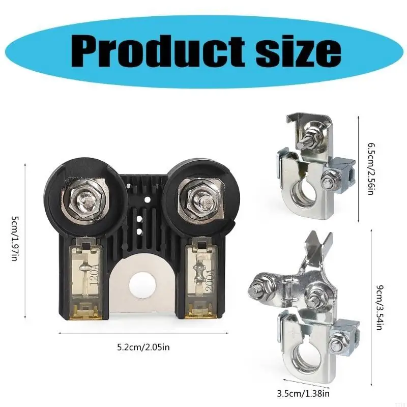 

77HF Battery Terminals Clamps & Fuses set Vehicle Electrical Protections AE5Z14526BA