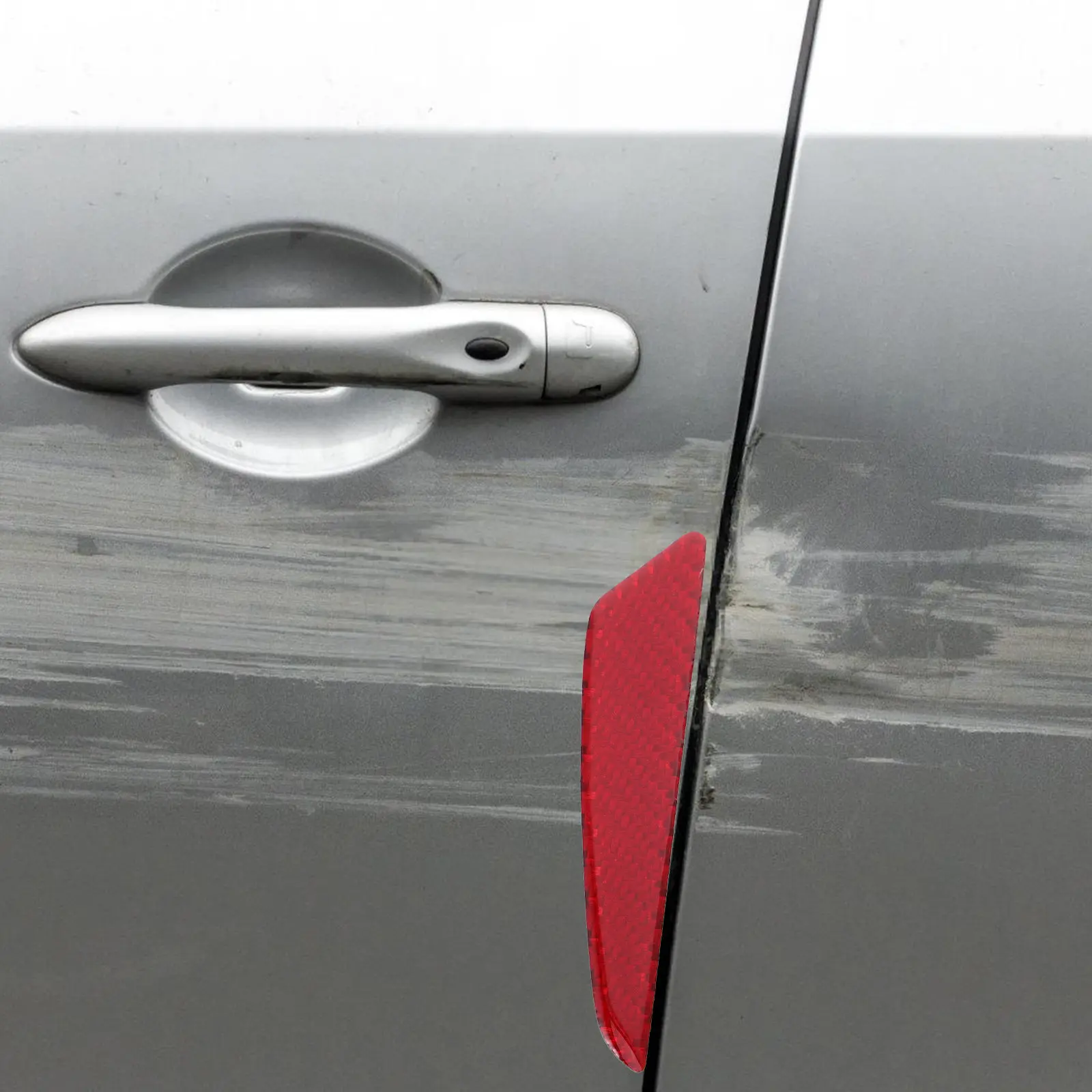 4Pcs Car Door Edge Guards Carbon Fiber Anti-Scratch Trim Strips Universal Protection for Exterior Door Handles Rearview Mirror