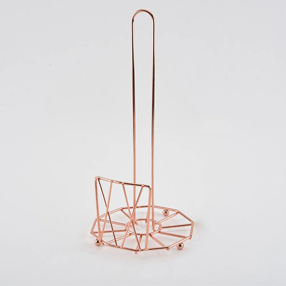 

Metal Paper Towel Holder Rose Golden European Style Kitchen Paper Roll Stand Countertop Storage Organizer for Home Office