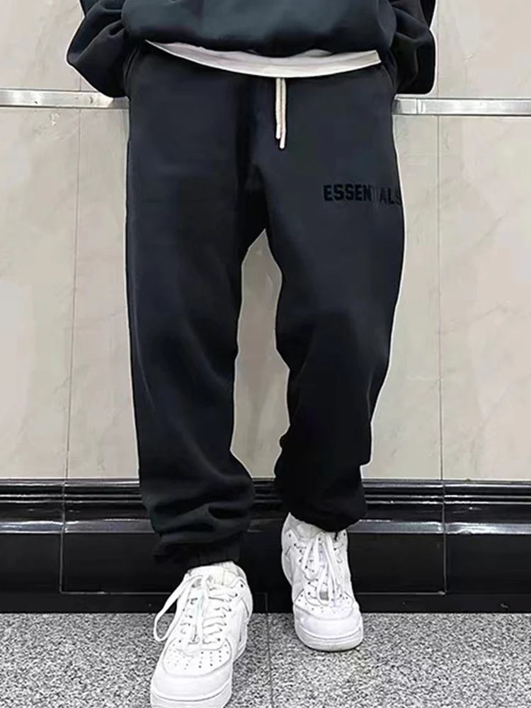 

Свободные повседневные мужские брюки в американском уличном стиле с капюшоном, осенне-зимние, из смесового хлопка и полиэстера, удобные, с эластичным поясом