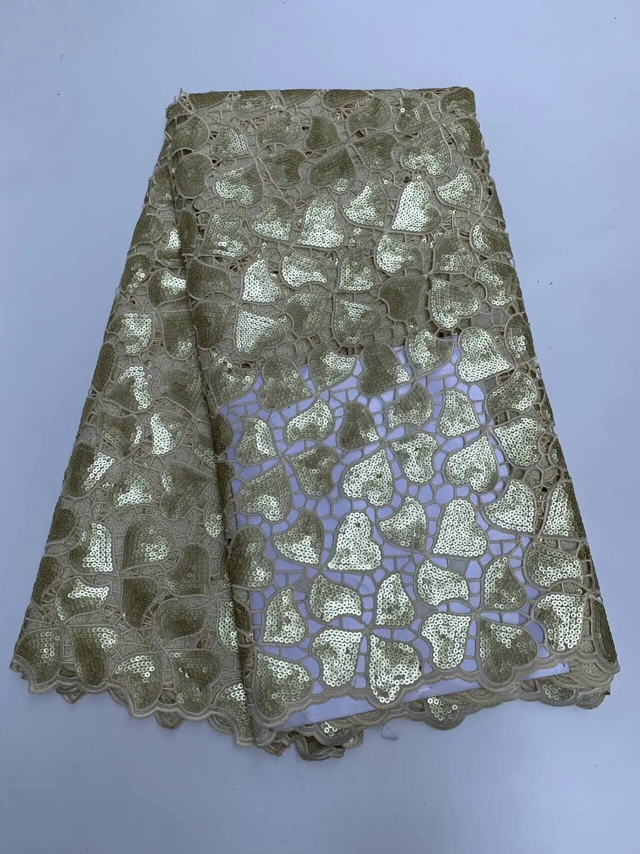 

Latest 2026 African Nigerian Tulle Lace Fabric Guipure Embroidery Sequins High Quality for Sewing Dresses 5Yards TY006