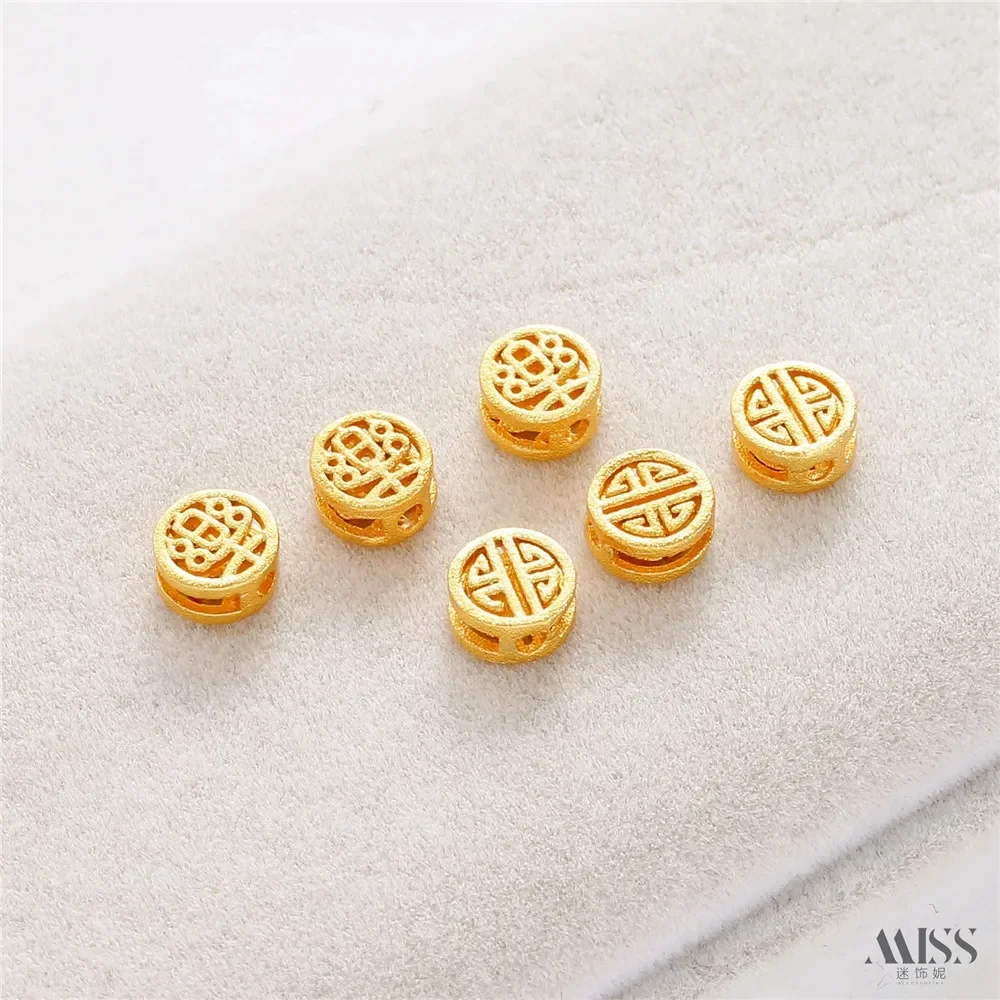 

18K Gold Matte Gold Color Swirl, Hollow Bead Diy Bracelet Braided Rope Bracelet Matte String Jewelry Accessories