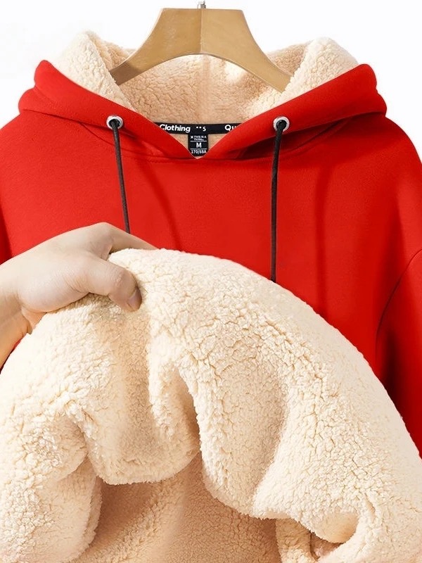 Luy Year – sweat à capuche en velours d'agneau pour homme, grande taille, décontracté, coupe cintrée, en coton biologique, Long, automne-hiver