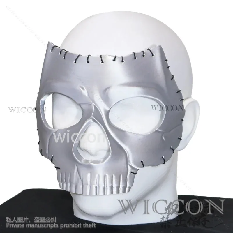 لعبة دعوة تأثيري واجب Warzone قناع هالوين الرعب دور نداء واجب الهيكل العظمي شبح ثلاثية الأبعاد حمض البوليلاكتيك قناع فضي مخصص