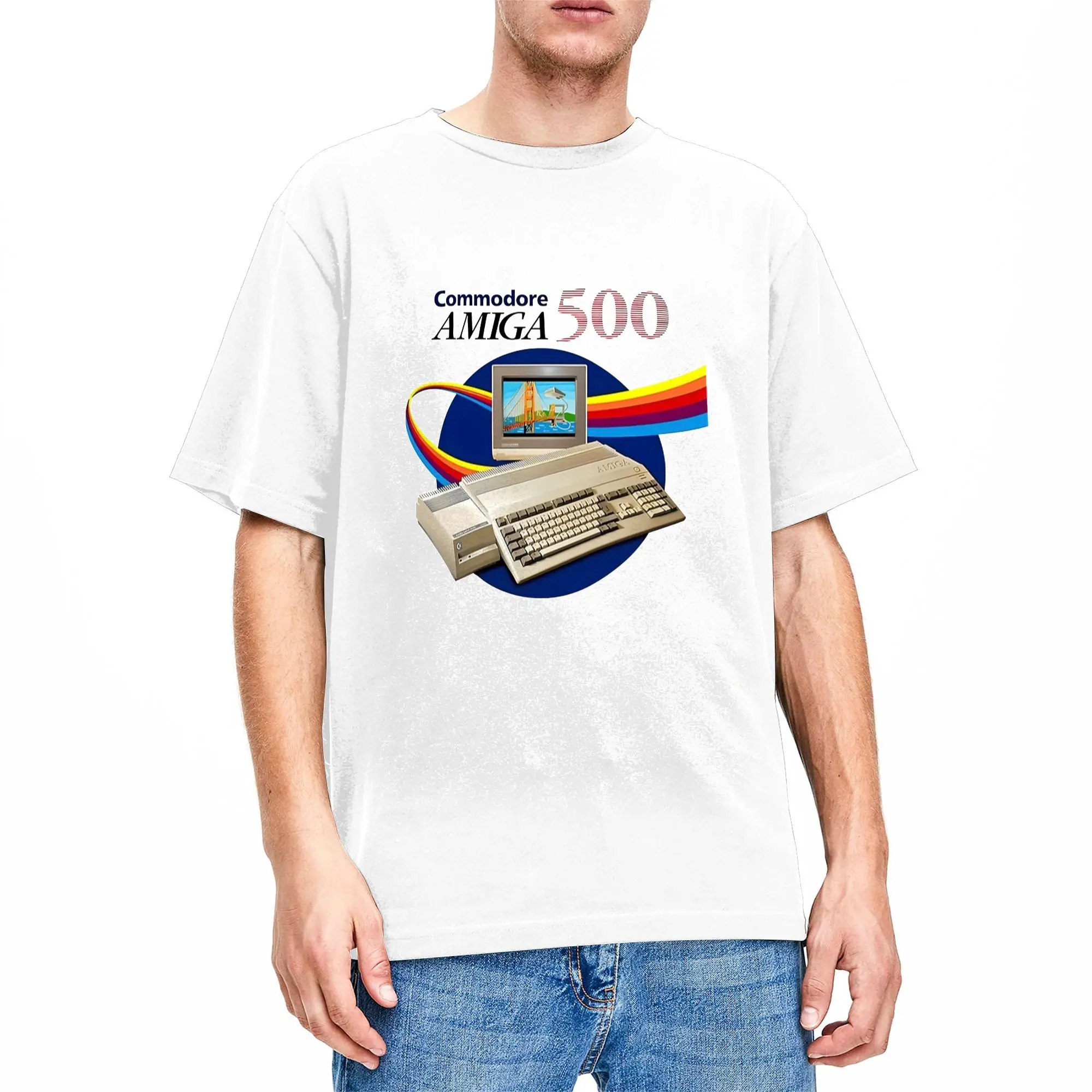 Harajuku T-Shirt Commodore Amiga 500 100 Cotton T Shirts  Hip Hop Tshirt for Man Summer Y2K Basic Design Short Sleeve Tees