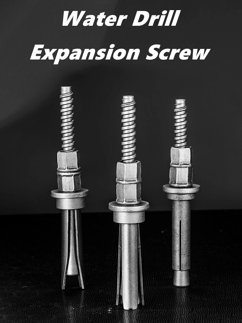 1PC Water Drill Screw Bracket, Special Expansion Screw for Fixing The Base, Repeated Use of Vertical Water Drill Machine Bolt