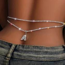 Stonefans DIY Letter Waist Chain Y2k Belt Luxury Designer Summer Beach Rhinestone Shiny Fashion Initial A-Z Jewelry Charms Gifts