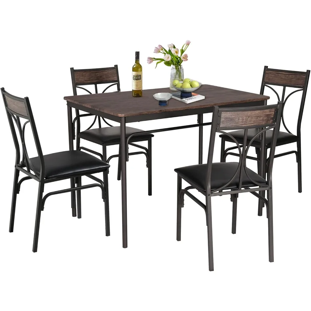 

Kitchen Dining Room Table Set with 4 Chairs for Small Space, Apartment,Metal Steel Frame